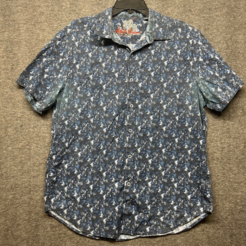 Robert Graham Classic Fit Button Down Shirt Blue Floral‎ Mens Large